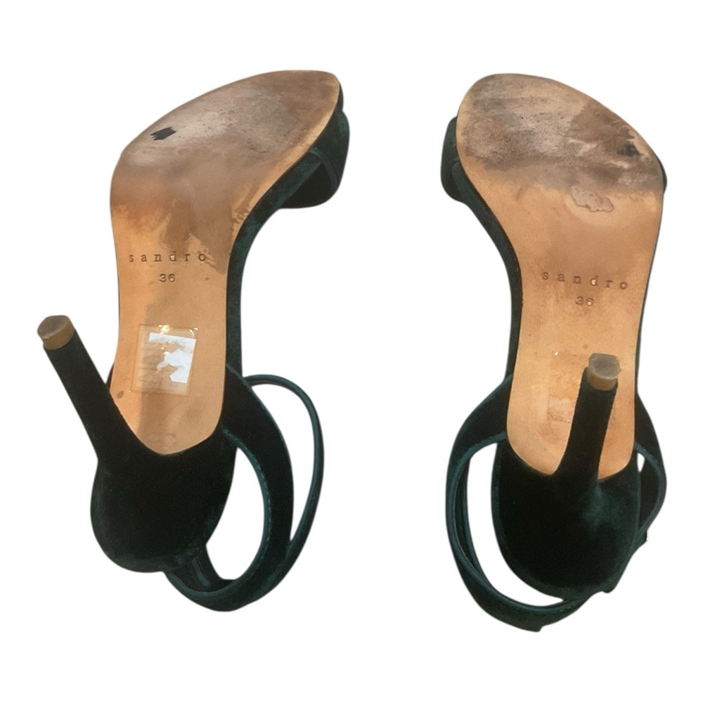 Sandro Dark Green Velvet Heels - Picture 10 of 15